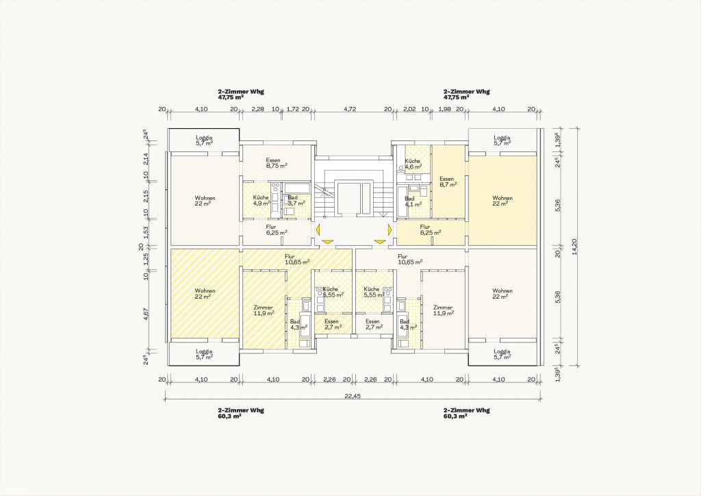 [Abb. 164] „Grundriss Vierspänner des System Allbeton“ von Eicke, Finn / Rüdiger, Fynn (2025) | Lizenz: CC BY-NC-SA 4.0