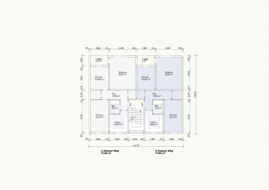 [Abb. 194] „Grundriss Zweispänner I des System Coignet“ von Eicke, Finn / Rüdiger, Fynn (2025) | Lizenz: CC BY-NC-SA 4.0