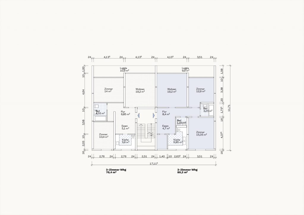[Abb. 203] „Grundriss Zweispänner des System Deutsche Barets Bautechnik“ von Eicke, Finn / Rüdiger, Fynn (2025) | Lizenz: CC BY-NC-SA 4.0