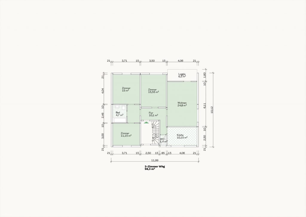 [Abb. 226] „Grundriss Bungalow Typ 87F des System Grötz“ von Eicke, Finn / Rüdiger, Fynn (2025) | Lizenz: CC BY-NC-SA 4.0