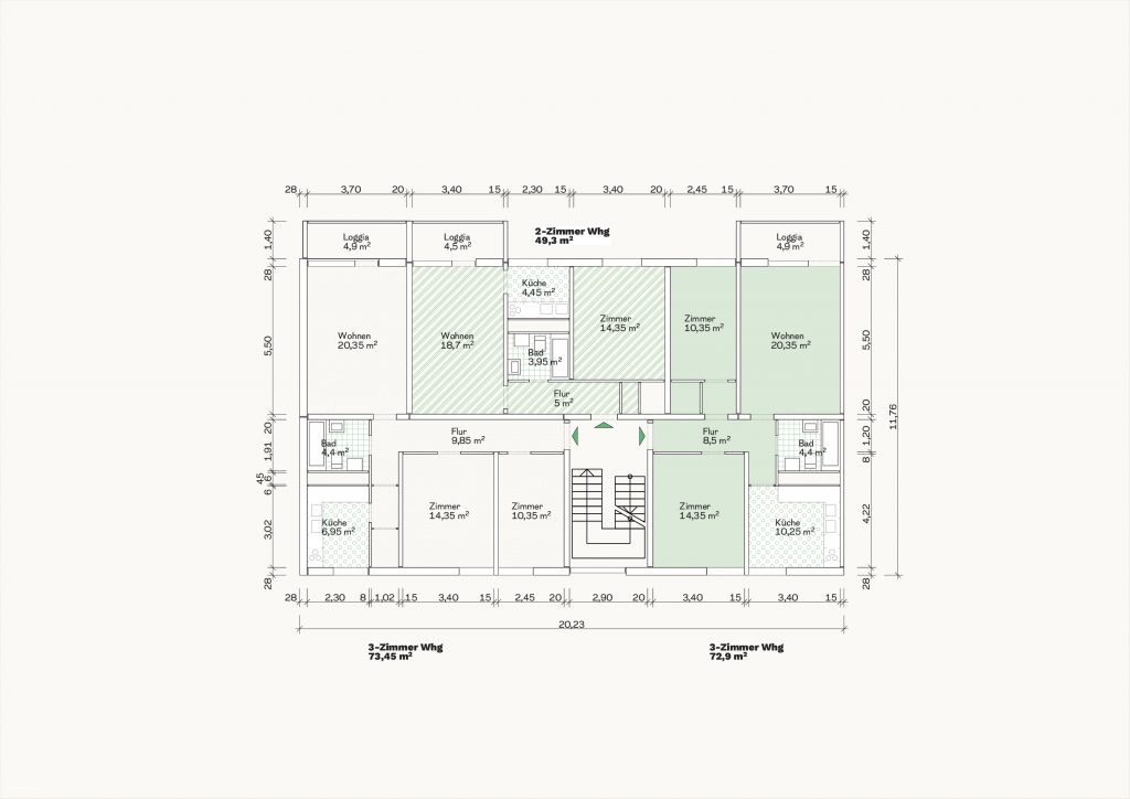 [Abb. 239] „Grundriss Dreispänner des System Hinteregger“ von Eicke, Finn / Rüdiger, Fynn (2025) | Lizenz: CC BY-NC-SA 4.0