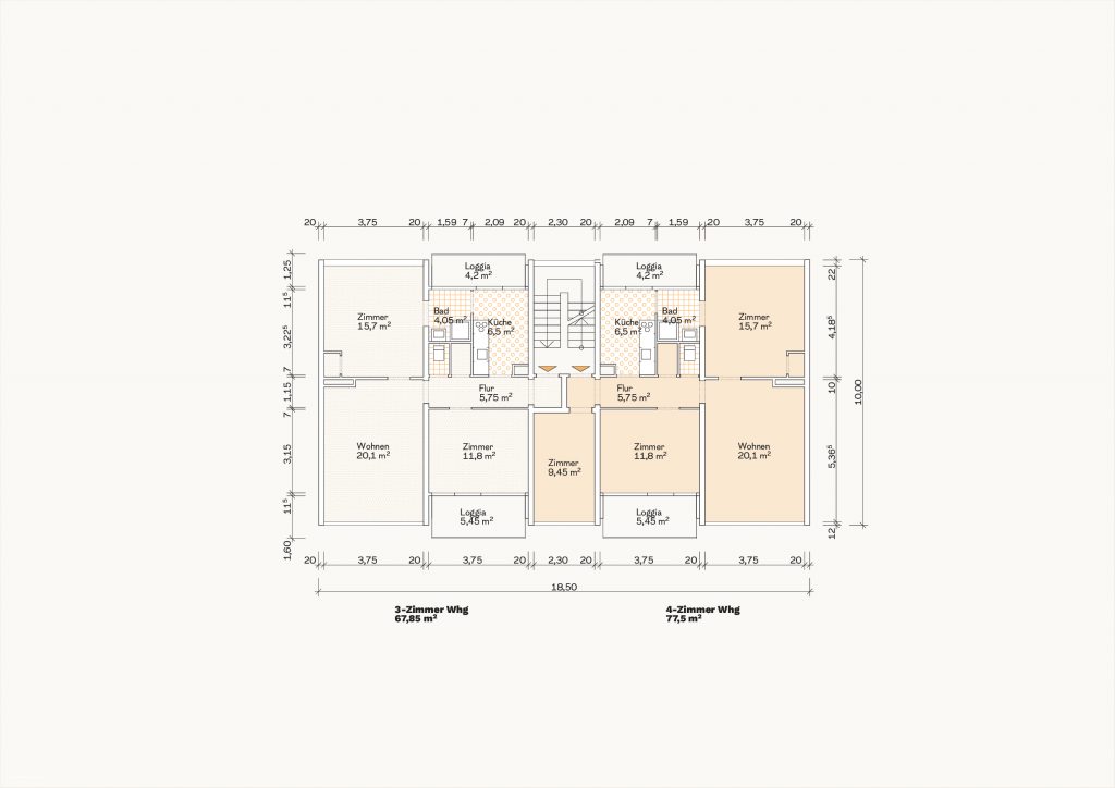 [Abb. 245] „Grundriss Zweispänner des System interVAM“ von Eicke, Finn / Rüdiger, Fynn (2025) | Lizenz: CC BY-NC-SA 4.0