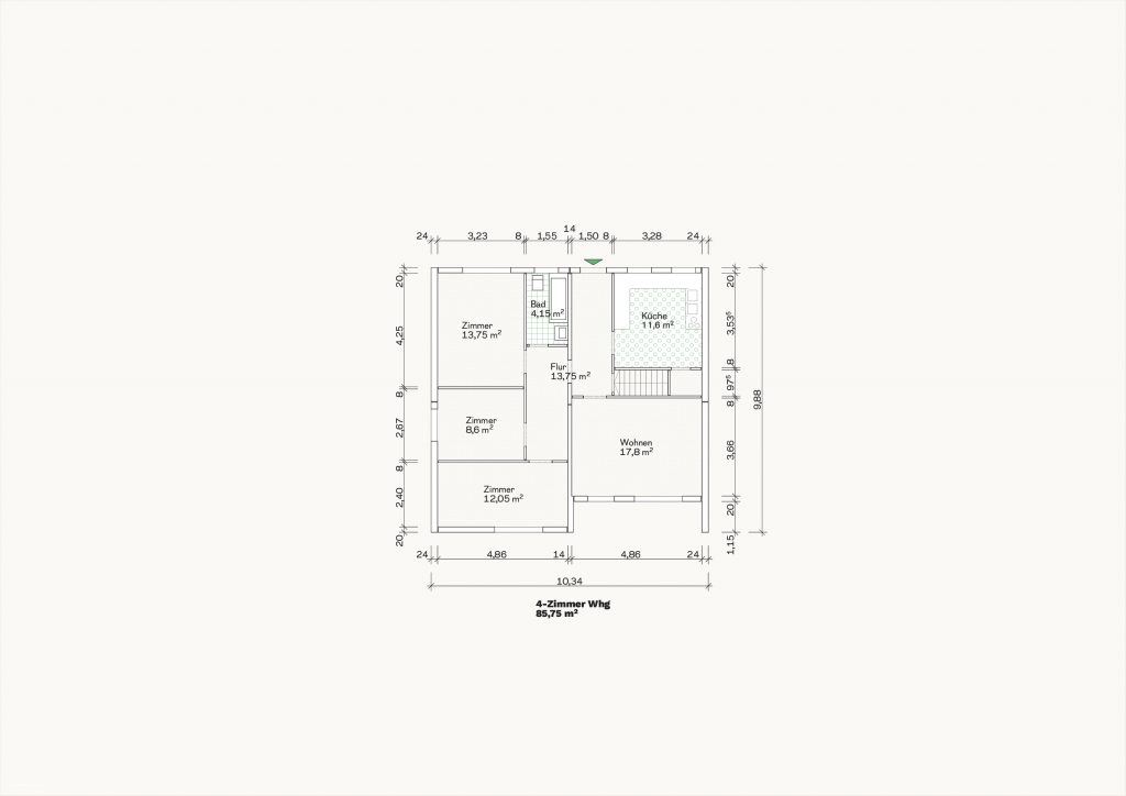 [Abb. 260] „Grundriss Modul I des System Koch“ von Eicke, Finn / Rüdiger, Fynn (2025) | Lizenz: CC BY-NC-SA 4.0