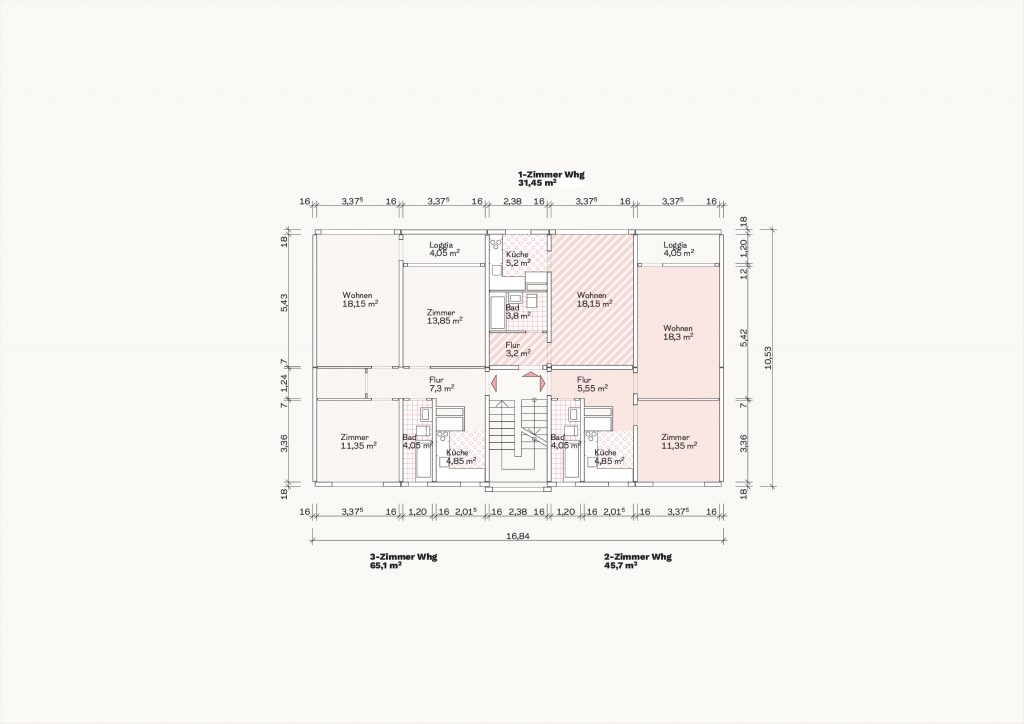 [Abb. 279] „Grundriss Dreispänner Typ Alster des System Larsen & Nielsen“ von Eicke, Finn / Rüdiger, Fynn (2025) | Lizenz: CC BY-NC-SA 4.0