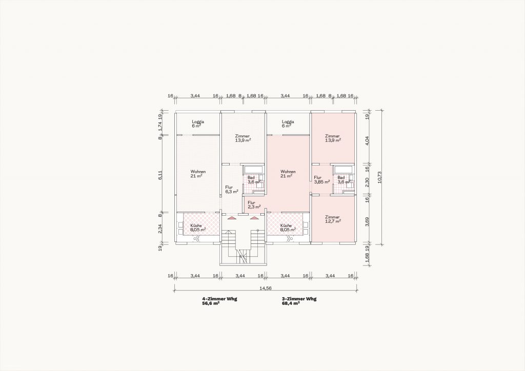 [Abb. 284] „Grundriss Typ Rahlstedt 50/70 des System Larsen & Nielsen“ von Eicke, Finn / Rüdiger, Fynn (2025) | Lizenz: CC BY-NC-SA 4.0