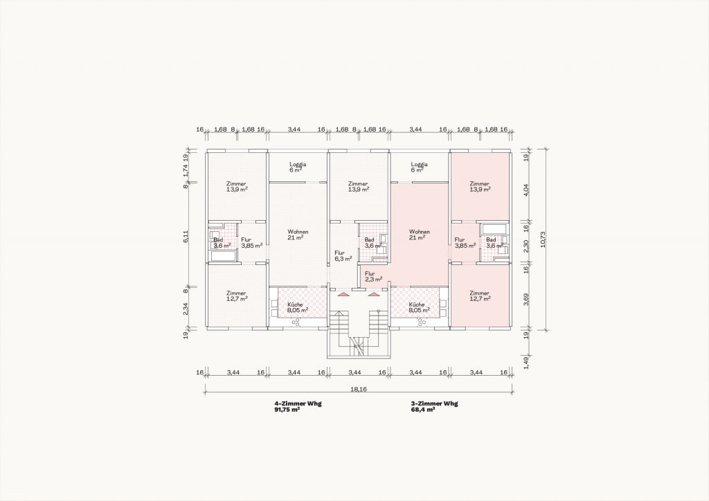 [Abb. 285] „Grundriss Typ Rahlstedt 70/91 des System Larsen & Nielsen“ von Eicke, Finn / Rüdiger, Fynn (2025) | Lizenz: CC BY-NC-SA 4.0