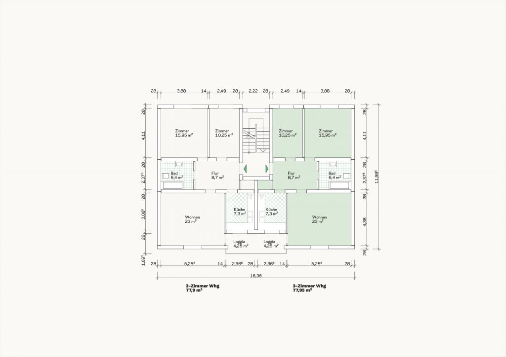 [Abb. 289] „Grundriss Zweispänner Typ I des System Lenz-Seibert“ von Eicke, Finn / Rüdiger, Fynn (2025) | Lizenz: CC BY-NC-SA 4.0
