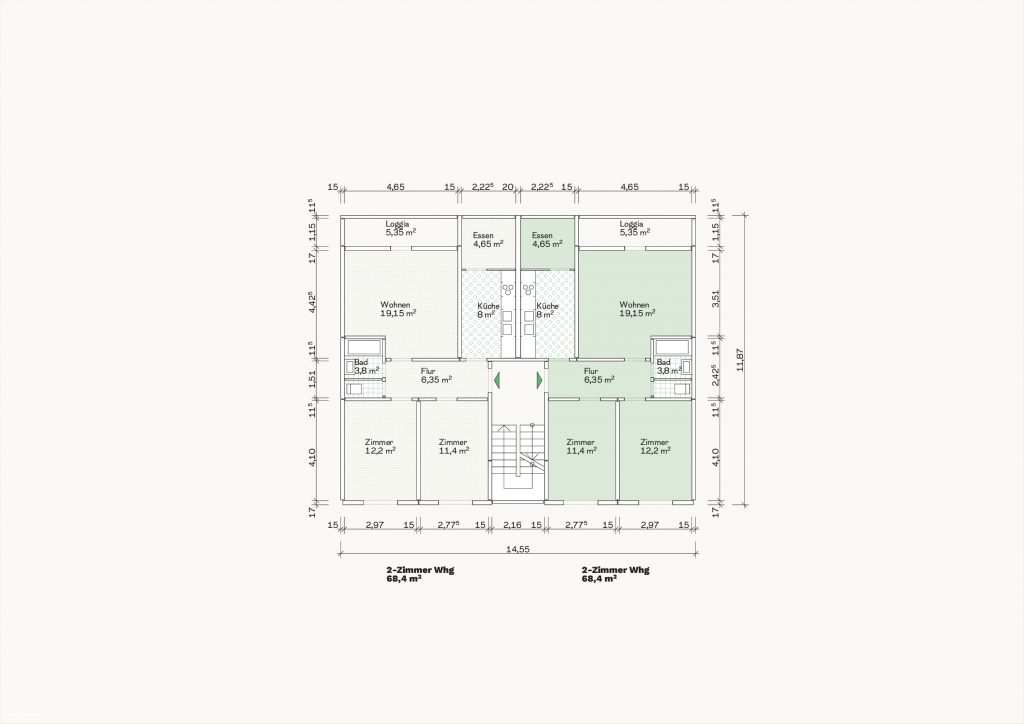 [Abb. 301] „Grundriss Zweispänner des System Revellio-Lubau“ von Eicke, Finn / Rüdiger, Fynn (2025) | Lizenz: CC BY-NC-SA 4.0