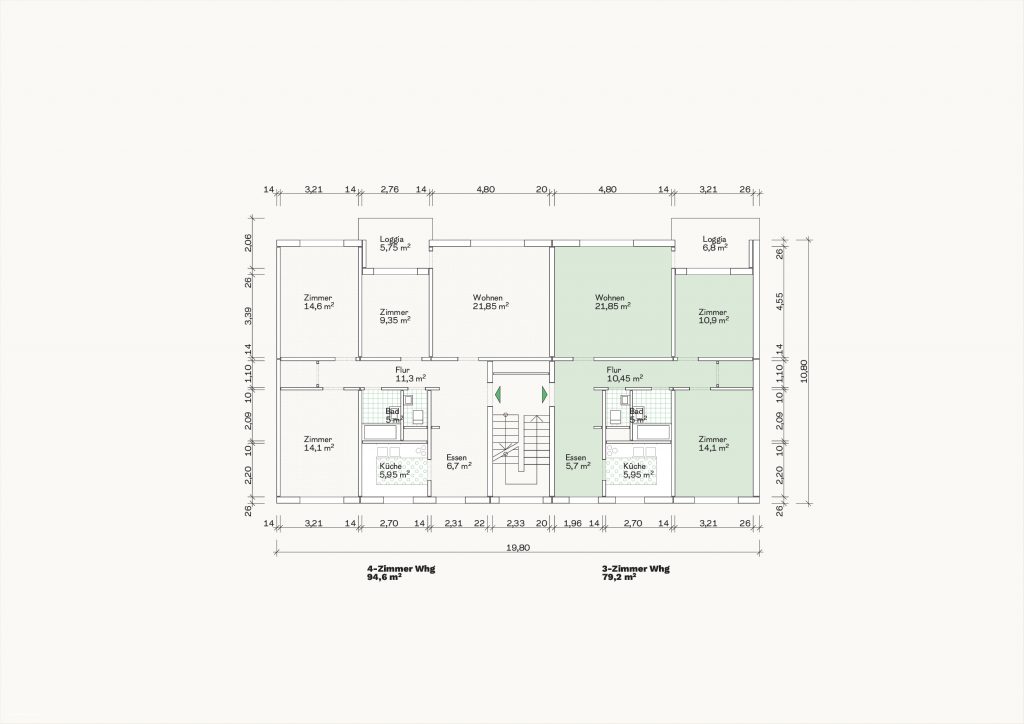 [Abb. 307] „Grundriss Zweispänner Typ B1 des System Rostan“ von Eicke, Finn / Rüdiger, Fynn (2025) | Lizenz: CC BY-NC-SA 4.0