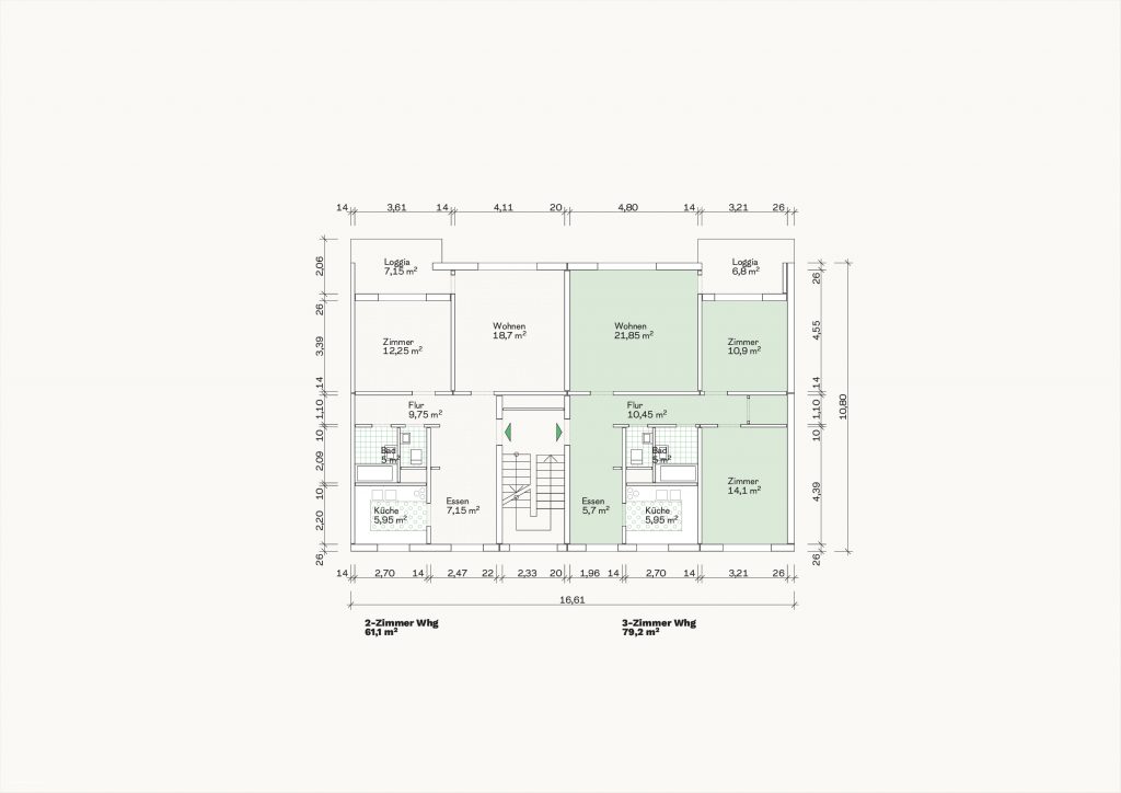[Abb. 308] „Grundriss Zweispänner Typ B2 des System Rostan“ von Eicke, Finn / Rüdiger, Fynn (2025) | Lizenz: CC BY-NC-SA 4.0