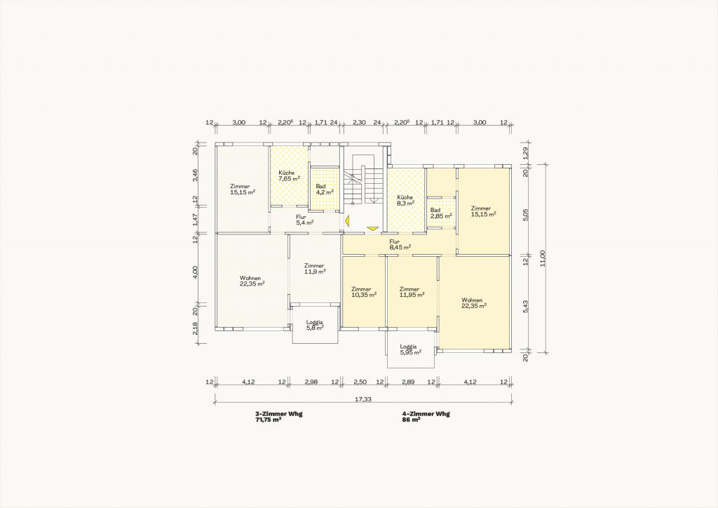 [Abb. 321] „Grundriss Zweispänner Typ Holzmann des System Skarne“ von Eicke, Finn / Rüdiger, Fynn (2025) | Lizenz: CC BY-NC-SA 4.0