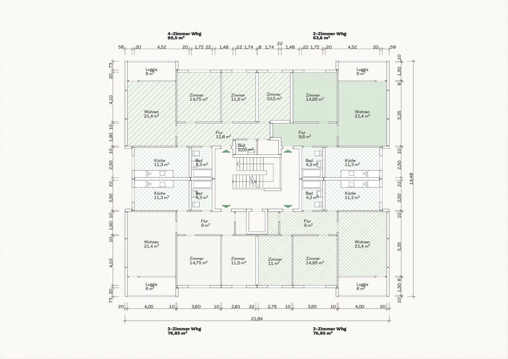 [Abb. 326] „Grundriss Vierspänner des System Wolff & Müller“ von Eicke, Finn / Rüdiger, Fynn (2025) | Lizenz: CC BY-NC-SA 4.0